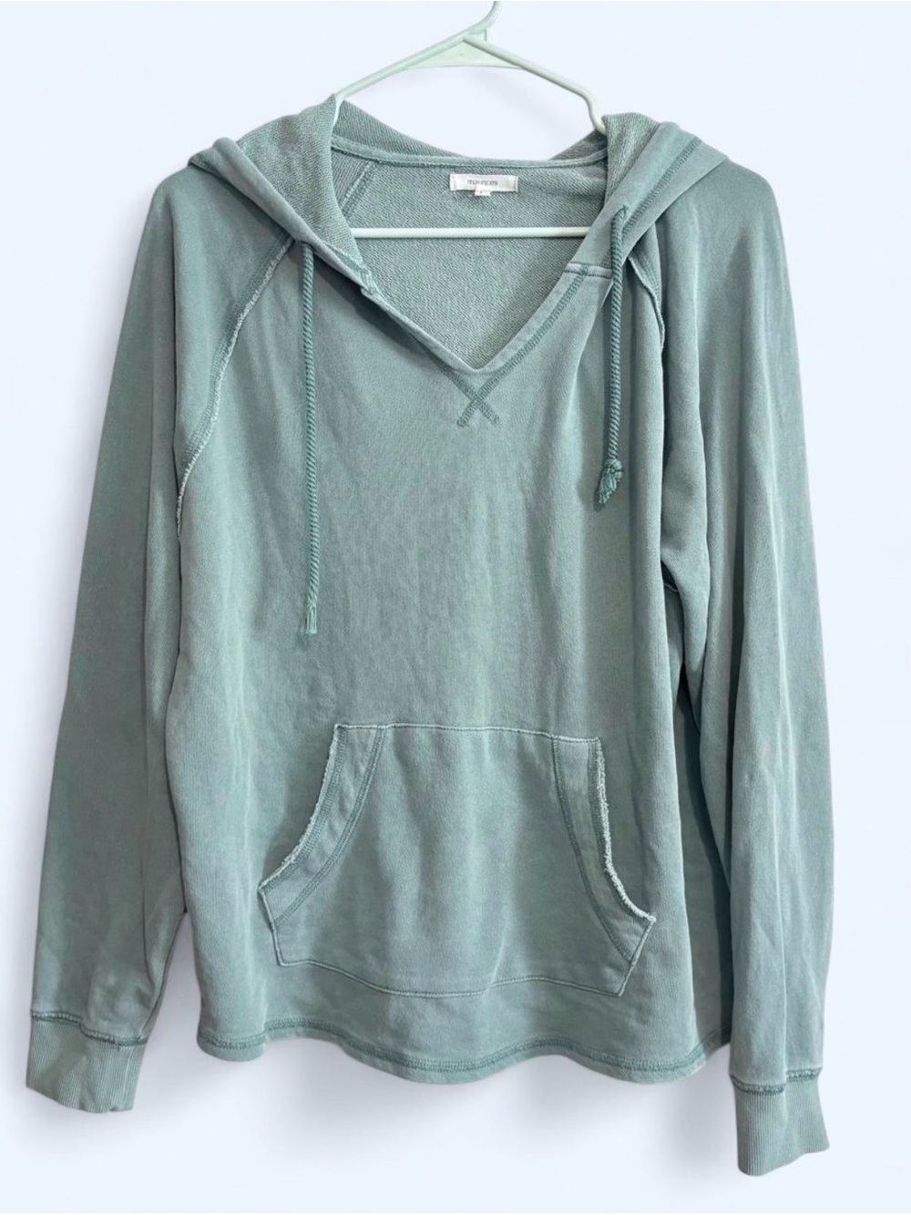 Maurices Sage Green V-Neck Hooded Pullover